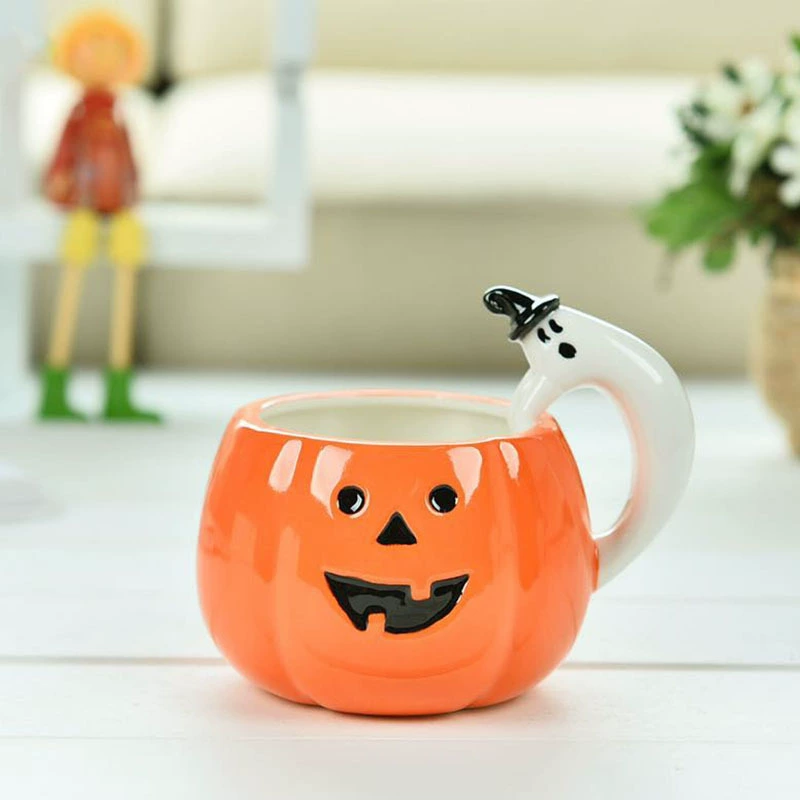 Керамическая кружка Хонгьюй Halloween в виде тыквы | чашка-тыква или призрак, 301–400 мл, 18.5x18.5x16.8 см, 0.4 кг