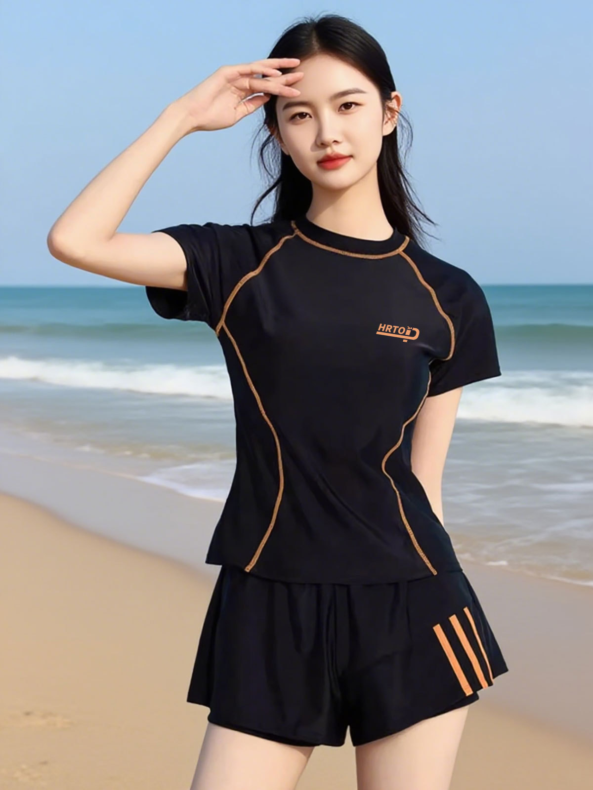 Nuevo traje de baño de las mujeres de manga corta conservador piscina de aguas termales