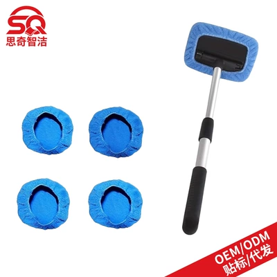 Car cleaning tools – Brush Set - 1-square-plate-plastic-piece-5-blue-cloth-covers