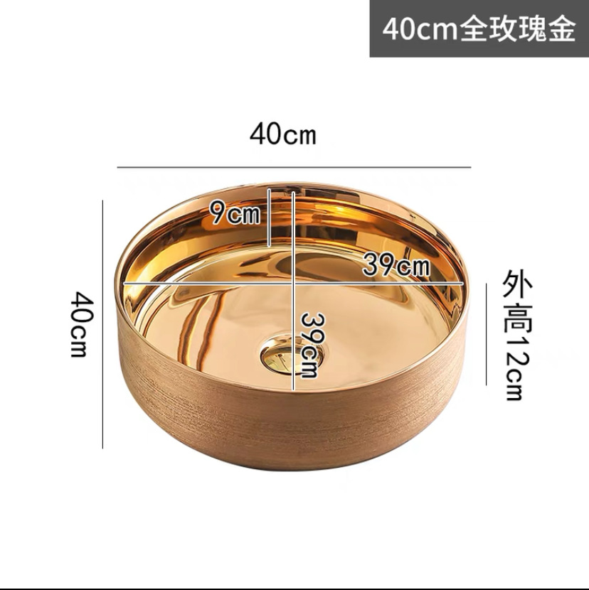 Galvanoplastia mesa de cerámica lavabo Hotel pequeño tamaño redondo transfronterizo lavabo cuenca única