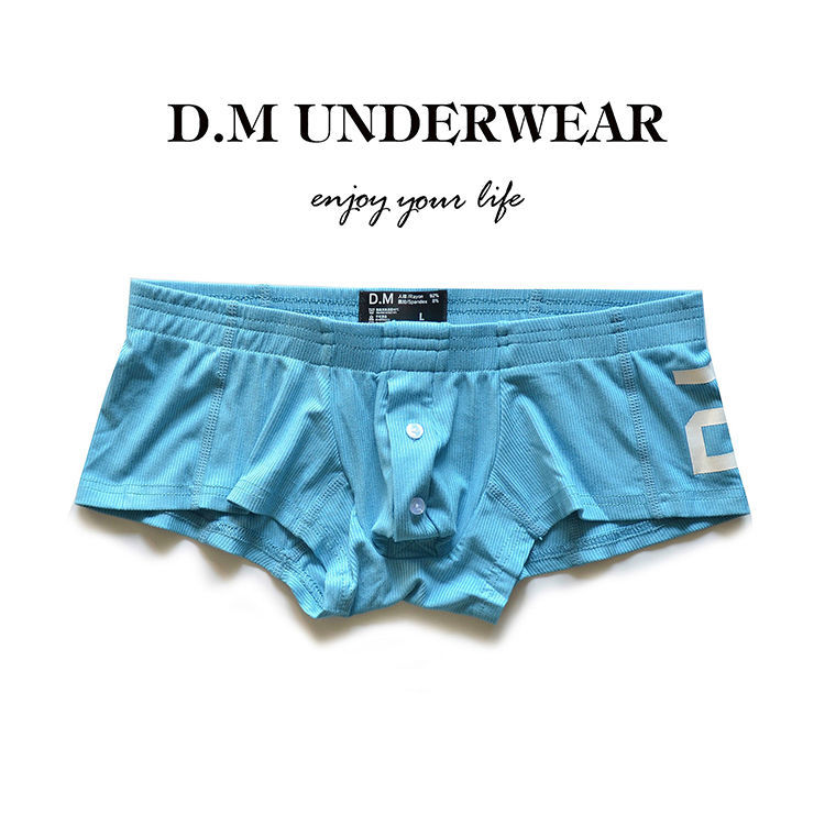 D.M男の下着のセクシーな純色のモーダル人の綿の平角の四角のズボンのボタンの激凸の袋のアルファベットの20ねじ