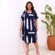 Cross-border European and American plus size Women's Independent Station Amazon Long Dress V-Neck Short Sleeve Printed Loose dress