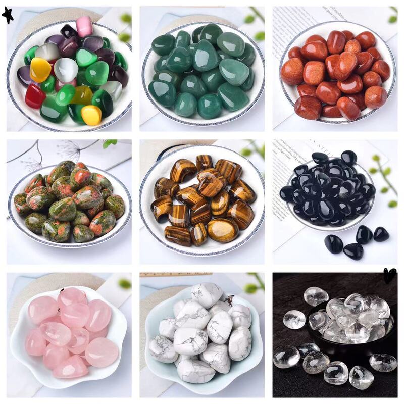 Polished Rolling Stone grinding stone white crystal pink crystal obsidian green Aventurine green gold Tiger Eye Stone Tianhe stone amethyst blue pattern