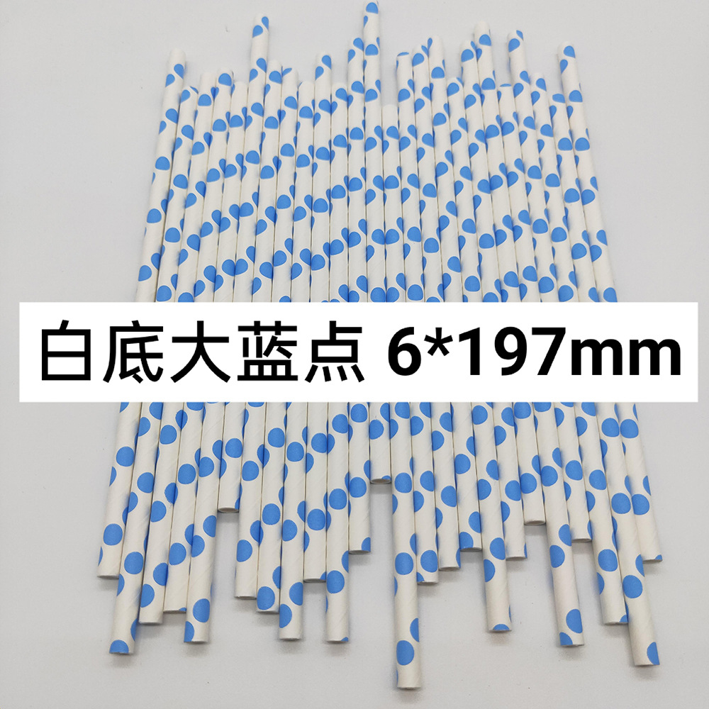 Combinación azul paja de papel desechable degradable papel Kraft bar fiesta postre pastel decoración tubo recto tubo para beber