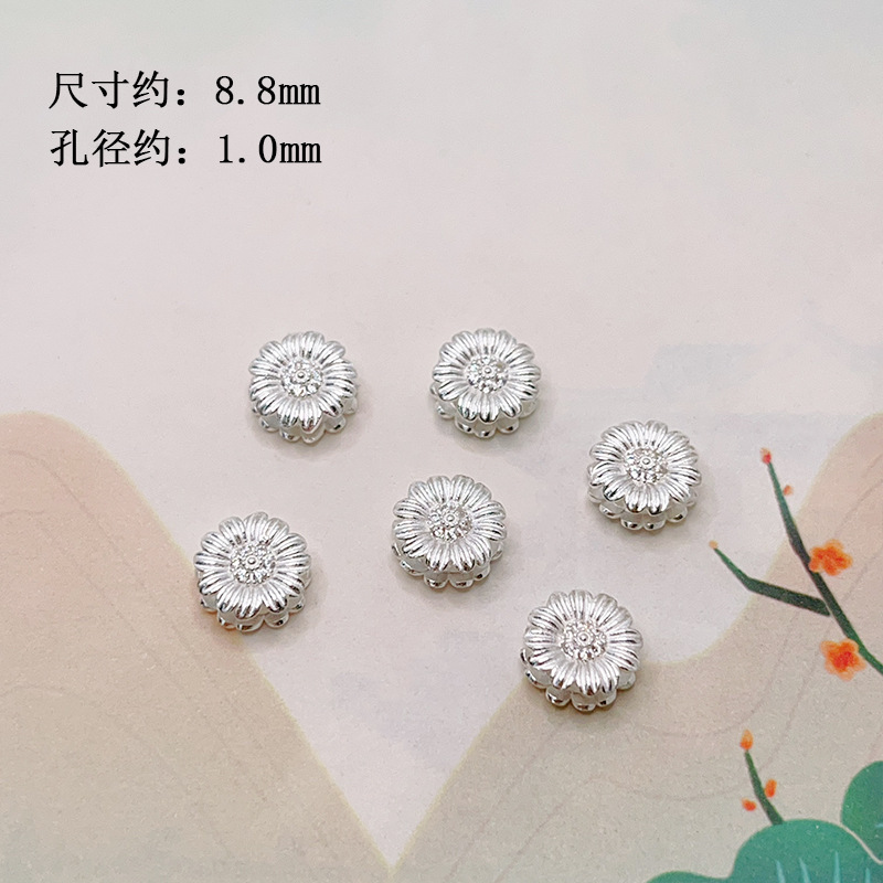S925 silver, gold-plated, four-leaf clover, yellow Buddha of Wealth, bamboo joint spacer beads, barrel beads, accessories for bracelets, necklaces, and DIY jewelry making