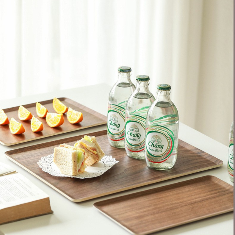 Bandeja de madera Fraxinus Fraxinus Negra Bandeja de madera maciza Bandeja de fruta de madera Bandeja de fruta seca japonesa Bandeja de comida