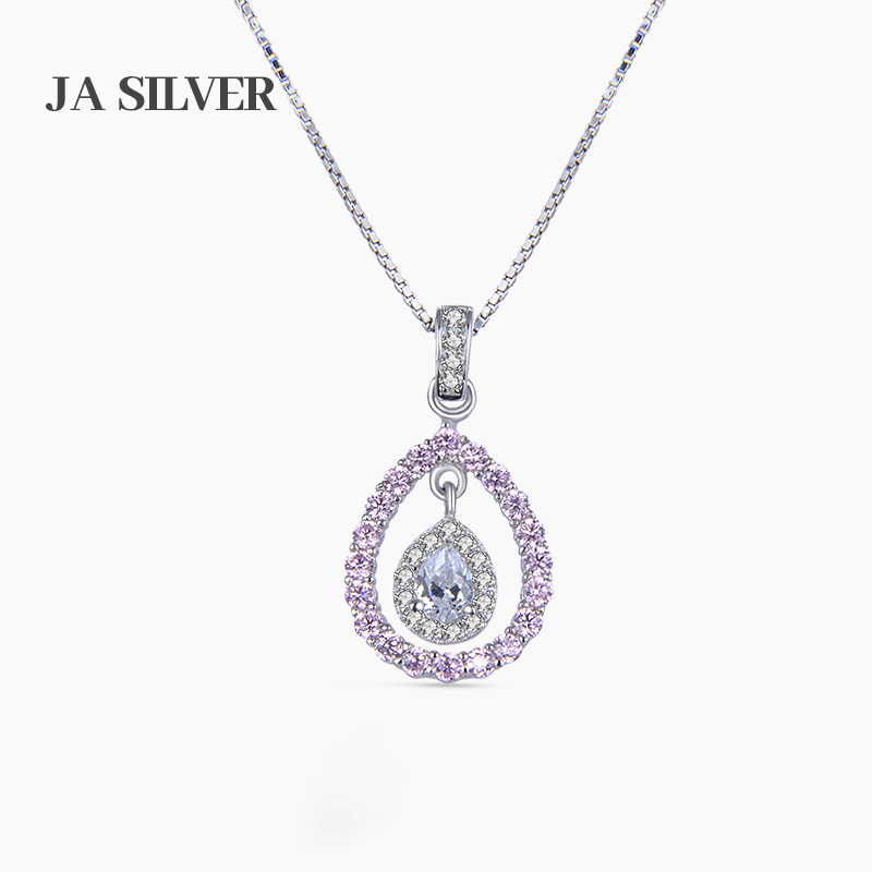 S925 plata esterlina gota de agua ligera colgante de lujo feminino maduro diamante personalidad colgante de plata joyería fuente al por mayor