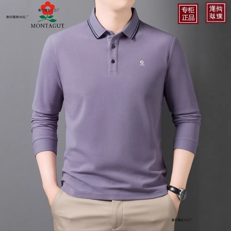 Montagut Men's Cotton 2026 Autumn New Long-Sleeve Turn-Down Collar Polo Shirt Business Casual Base Shirt with a Light Luxury and High-End Feel Montagut Men's Cotton 2026 Autumn New Long-Sleeve Turn-Down Collar Polo Shirt Business Casual Base Shirt with a Light Luxury and High-End Feel