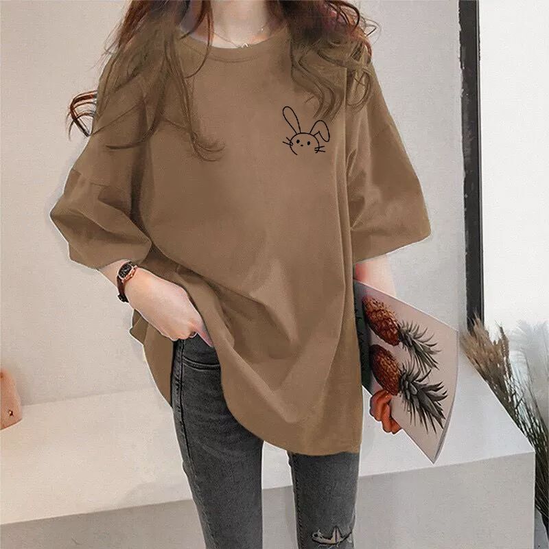 150kg Fat Sister Extra Large Size Women's Summer Style Slim Easiest for Match Mid-Length Loose Short-Sleeved T-Shirt Ins Trend