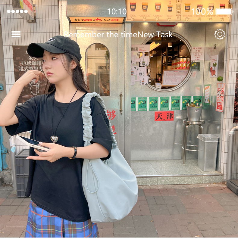 A new large-capacity women's single-shoulder bag with cross-border fashion and simplicity, a fresh and artistic crossbody bag, and a student commuting bag undefined
