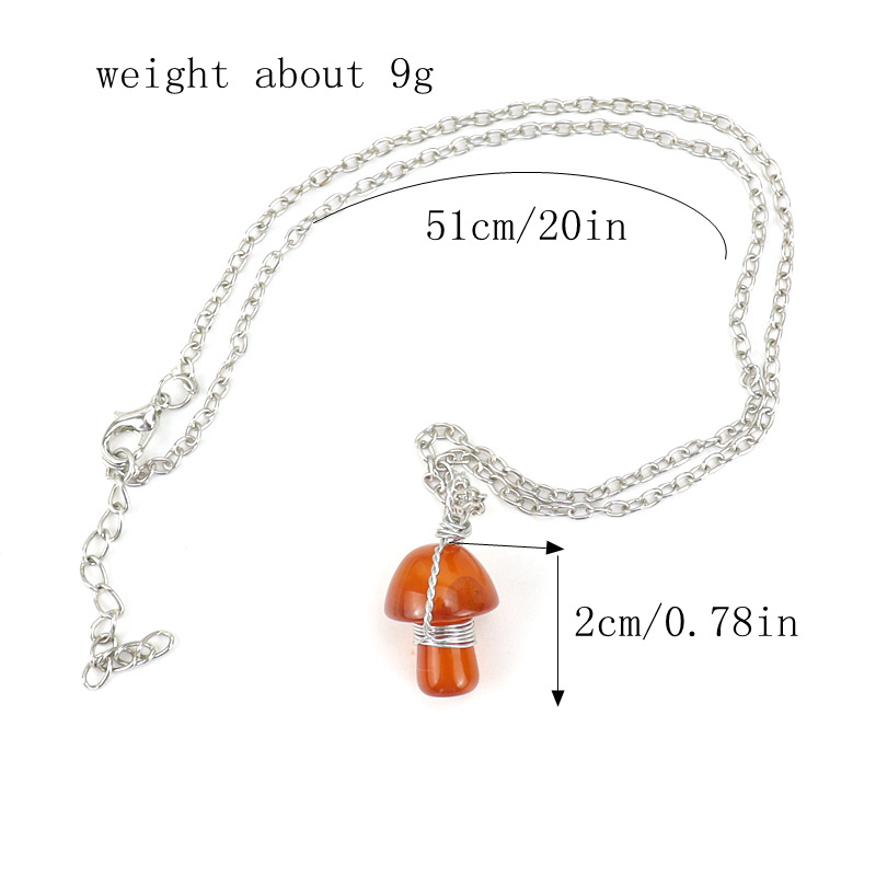 Retro Mushroom natural stone Copper Handmade Pendant Necklace 1 Piece