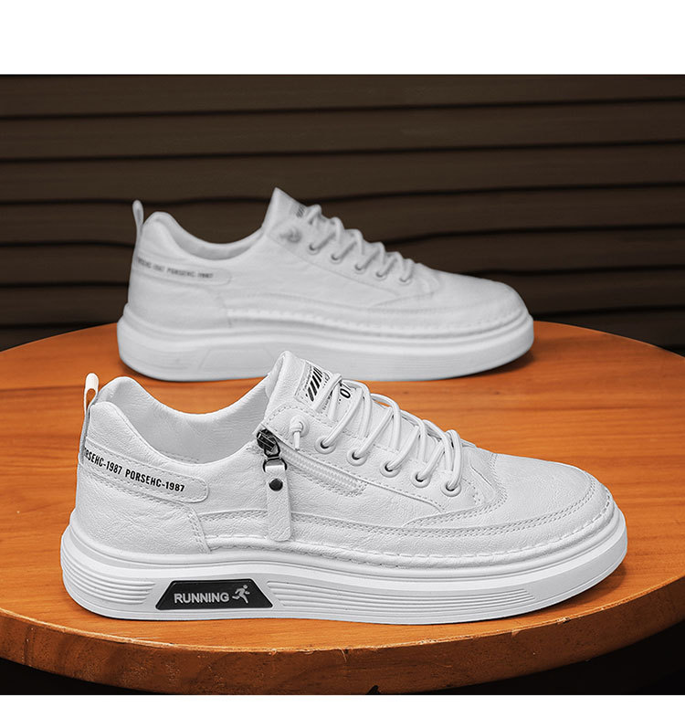 2024 Summer New Men's Board Zipper Style Student Little White Lightweight, Comfortable, Wear Resistant Casual Shoes_voghion.com