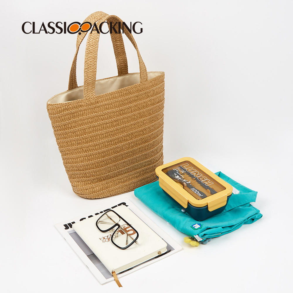 2023 bolso protección del medio ambiente material de paja de papel bolsa de viaje de gran capacidad simple bolsa de almacenamiento multifuncional japonesa