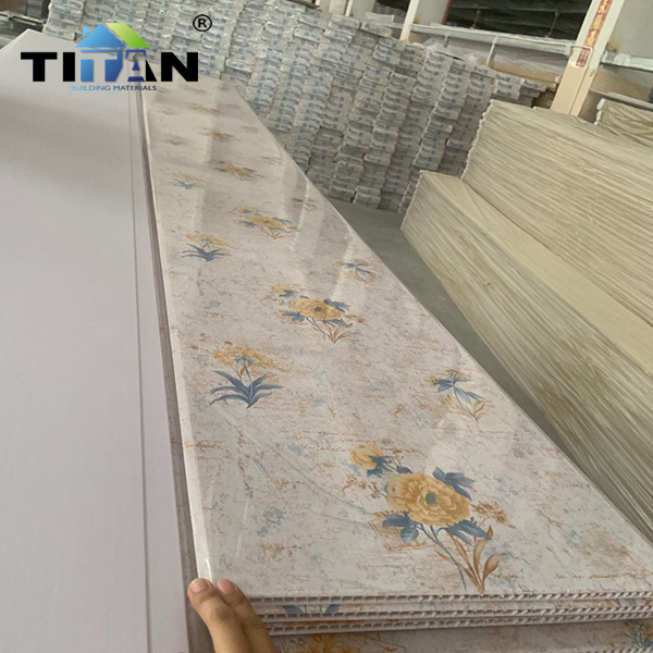 Tablero de plástico decorativo de pared de refuerzo de PVC Tablero de transferencia de color de mármol Tamaño 9mm * 30cm