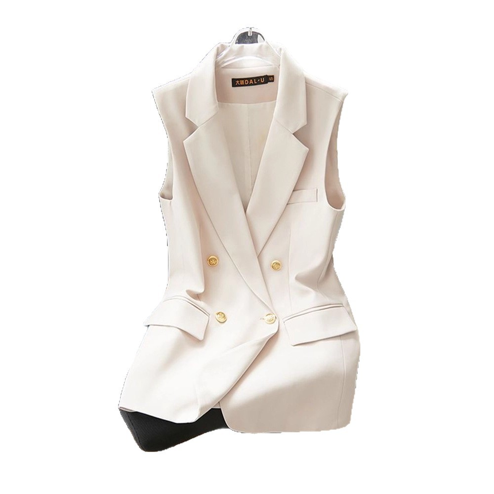 [Revestido] traje casual de doble fila chaleco de mujer nuevo traje de primavera y otoño con hombros de abrigo de estilo exterior