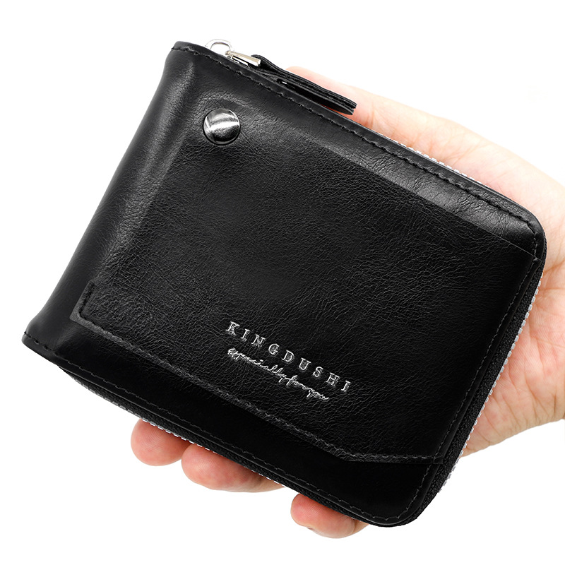 Europa y América retro de los nuevos hombres de la cartera corta de gran capacidad Multi-tarjeta de bolsillo titular de la tarjeta de los hombres de la cartera de la cadena