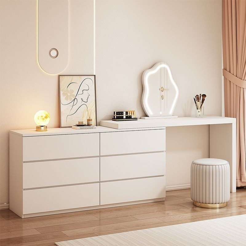 Light luxury style dressing table for bedroom, new cream-colored design, space-saving dressing table Light luxury style dressing table for bedroom, new cream-colored design, space-saving dressing table