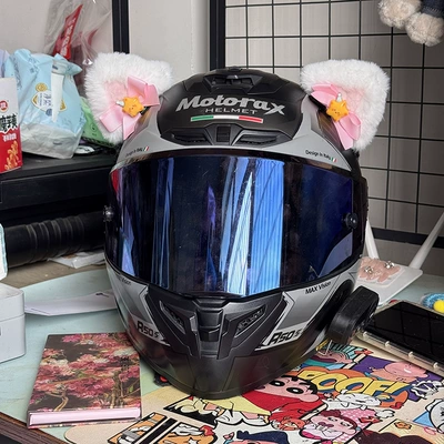 Motosiklet dəbilqələri Large Lovely Cat Accessories Motorcycle - good-cat-white-little-star-without-helmet