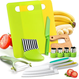 Plastic children's set, knife, harmless safe cutting board for early age, 13 pieces, early education