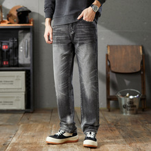 牛仔裤男秋冬季新款复古直筒宽松休闲百搭牛仔裤男士青年潮牌长裤