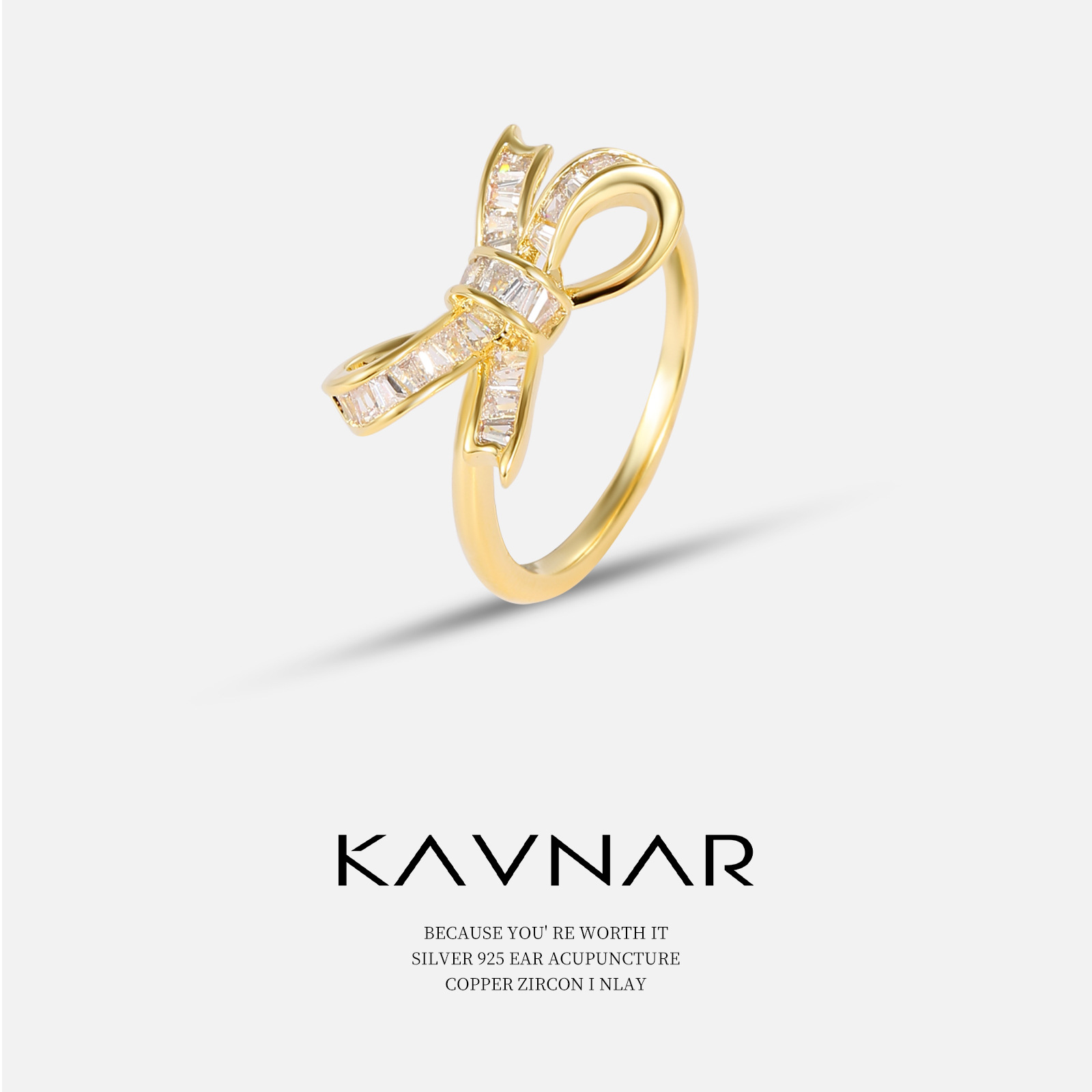 Asymmetrical adjustable elegant ring with zircon with bow