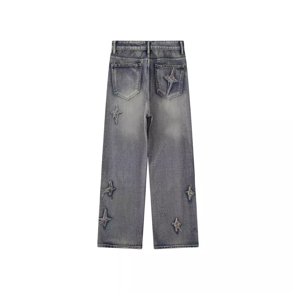 European And American Street Retro High-End Feel Distressed Flared Jeans For Men, Trendy Brand, Loose Washed Vintage_voghion.com