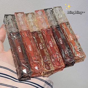 Cross-Border Oem Crystal Clear Diamond Mirror Lip Glaze Moisturizing and Moisturizing Student Party Nude Color Light Makeup Whitening Lipstick
