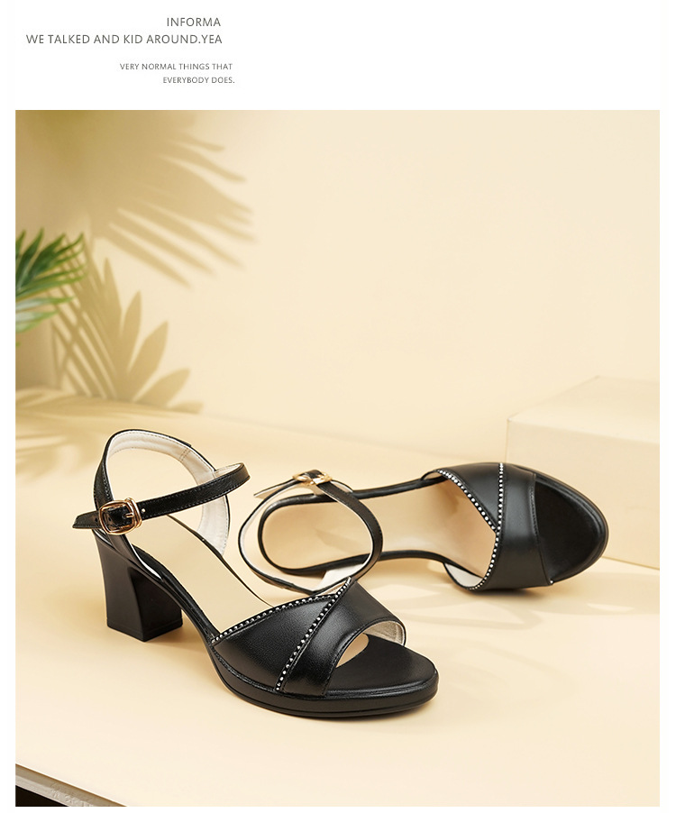 Sandal cao gót nữ hở mũi gót dày 7 cm, size lớn 41-43 — đen chi tiết 20