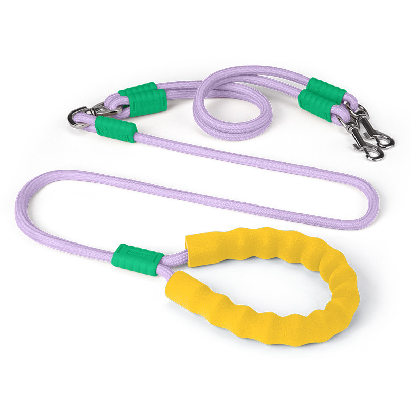 Uno para dos a prueba de explosiones, cuerda para pasear al perro de dos cabezas, cuerda p, cuerda redonda de nailon de color, cuerda para pasear al perro al aire libre, cuerda para pasear al perro