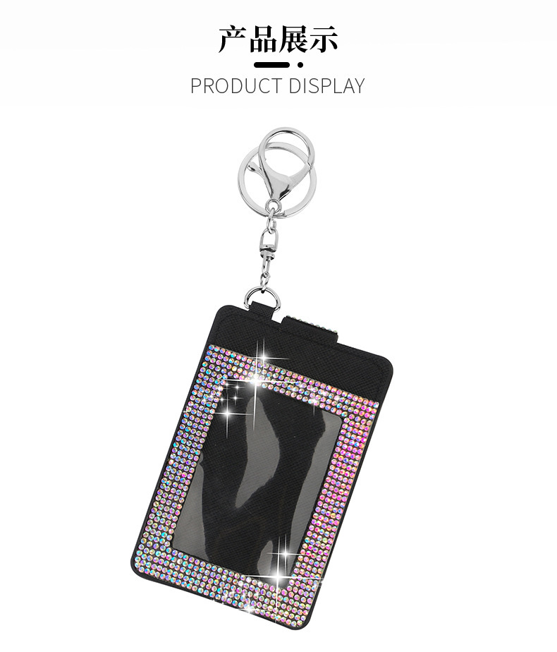 Cross-Border Hot-Selling Rhinestone Card Holder, Large Capacity, Multiple Color Options, Small Card Slots, Compact Leather Pu Card Case for Women