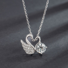 韩版纯银项链女式天鹅之恋莫桑石吊坠经典超仙情人节礼物一件代发