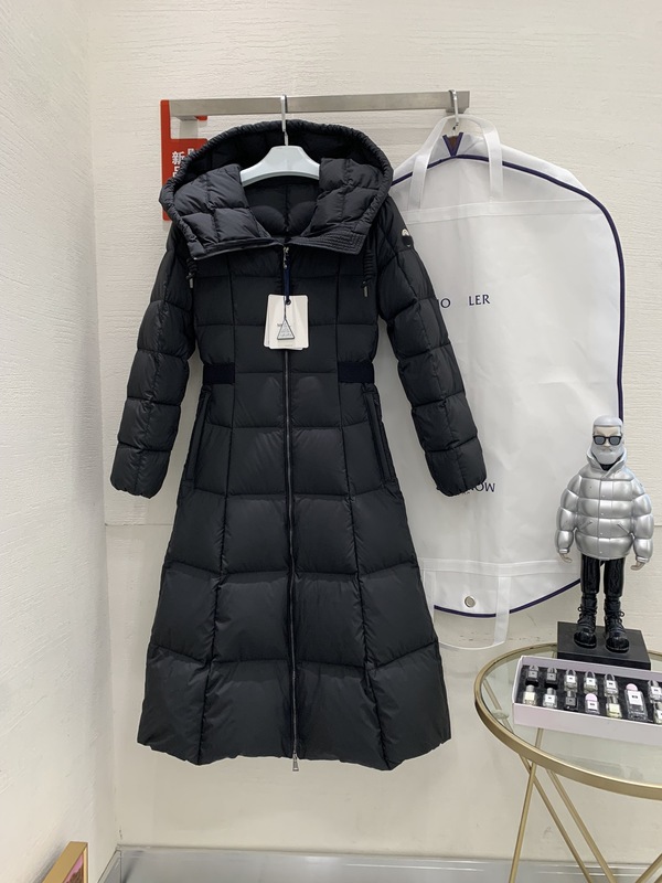 高版本蒙家冬在逃公主加长款束腰连帽羽绒服女白鸭绒修身显瘦外套|undefined