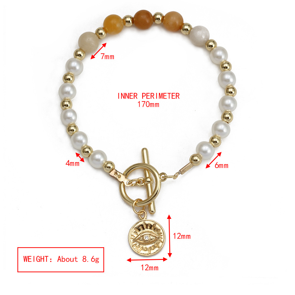 Simple Style Devilu0027S Eye Copper Beaded Plating Inlay Zircon Bracelets 1 Piece