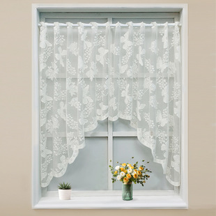 Amazon cross-border warp knitting butterfly flower half curtain lace curtain coffee curtain decoration SHEIN factory in stock generation