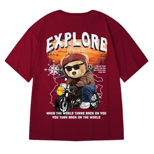 T08 Polyester Printed Short-Sleeve T-Shirt, M-8XL — Summer Trendy Oversized Tee with Bold Graphic Design, Loose-Fit and Extra-Large.