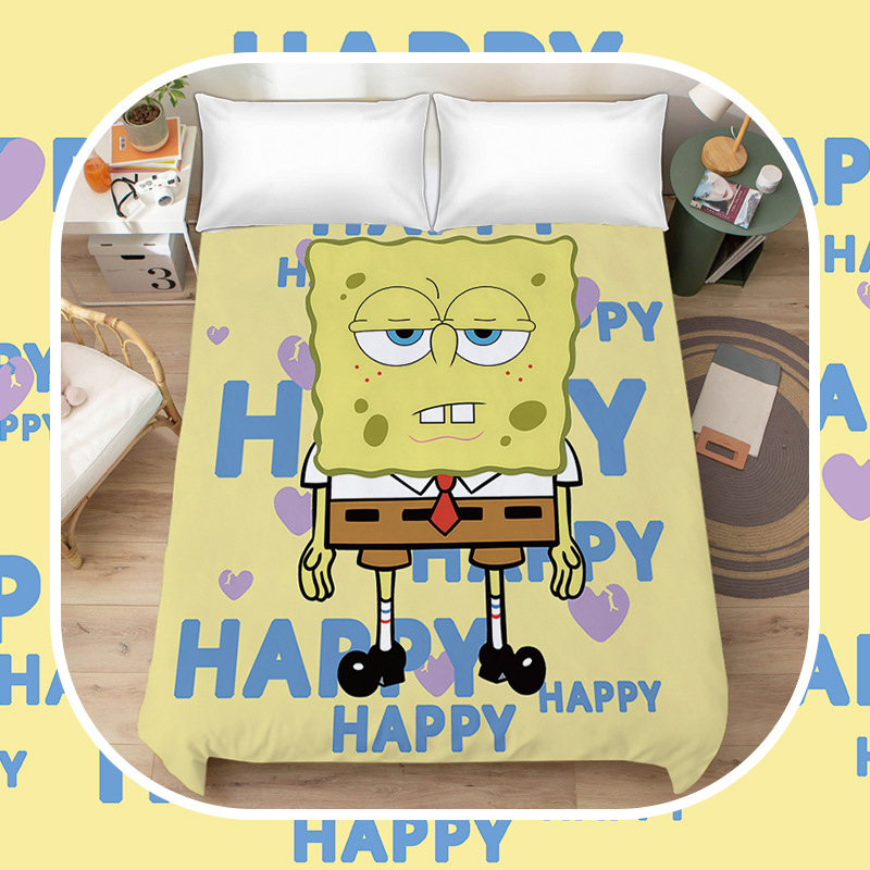 Spongebob Cartoon Brushed Bed Sheetss Patrick Star Girls Dormitory Bed Sheetss Single Dormitory Bedding 0.9m