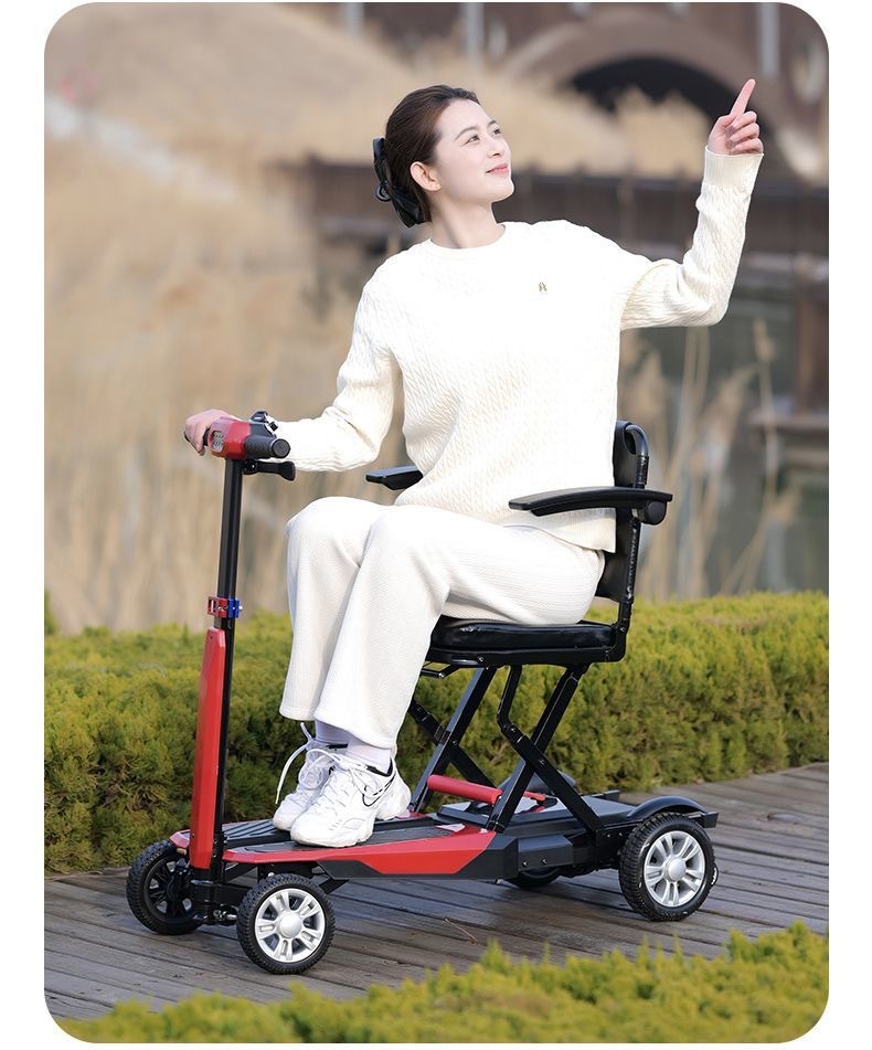 Yingkang Electric Four-Wheel Scooter for the Elderly Yk-001 Lightweight Foldable Portable Model with 10Ah Lithium Battery
