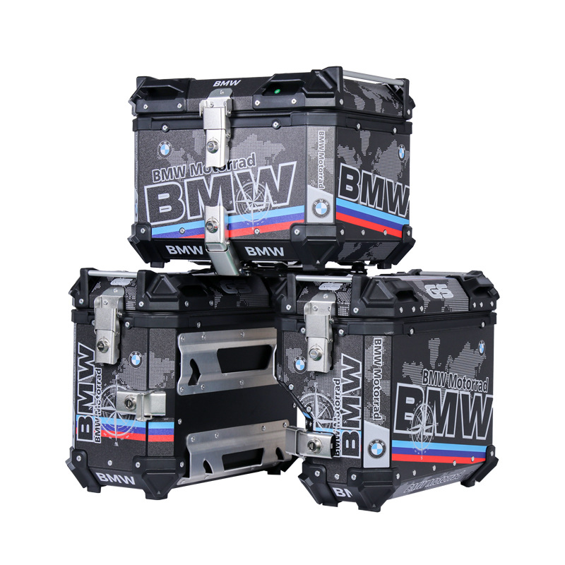 38L Right Exhaust Side Box Motorcycle Universal Aluminum Alloy 45L Tail Box Waterproof Three-Box Anti-Theft Travel Storage Box