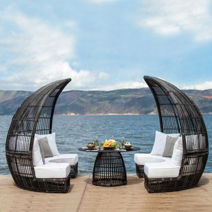 Outdoor Rattan Bed Scenic Spot Balcony Birdcage Sofa Homestay Internet Celebratory Bird's Nest Round Bed Resort Sea View Room Furniture