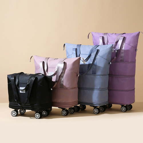 Extra-large capacity travel bag for students, short-trip business trips, storage, with built-in rolling suitcase and omnidirectional wheels—perfect for maternity prep or gym luggage.
