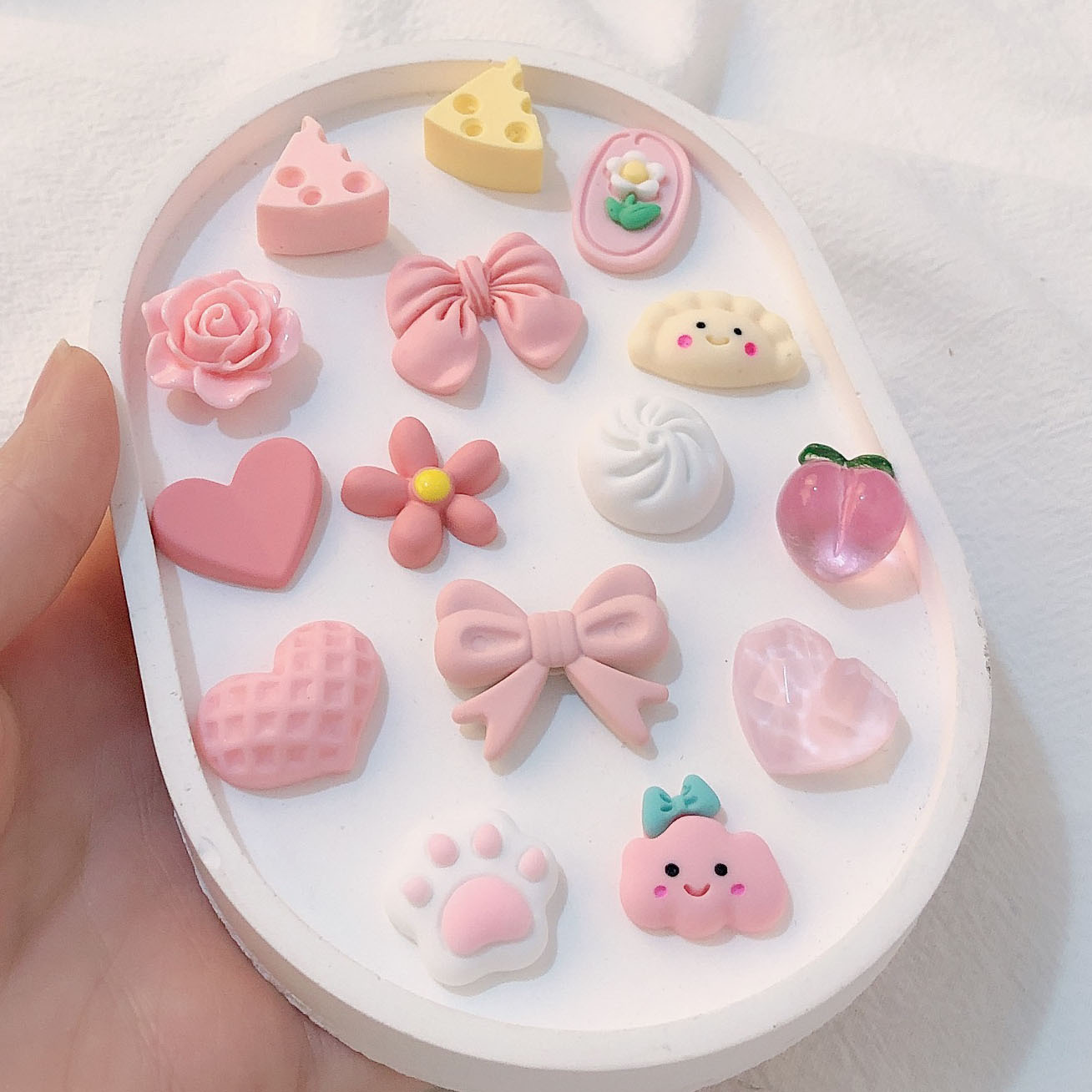 Cuerdas de cabeza diy accesorios de joyería hecha a mano red arco rosa rosa de resina de melocotón orejas accesorios de joyería para el cabello