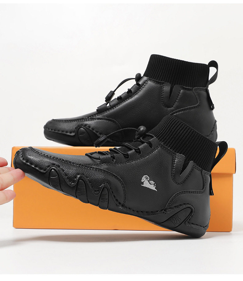 Bốt Martin cổ vừa unisex kiểu dây thun, đế bằng, form rộng — C8005 kaki, C8005 màu xám, C8005 màu đen, C8005M kaki lót nhung chi tiết 31