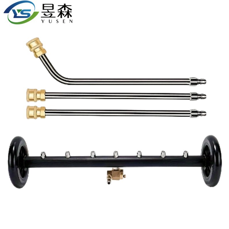 跨境高压水枪车底清洗可调节5孔7孔4000psi道路清洁洗地刷水扫帚