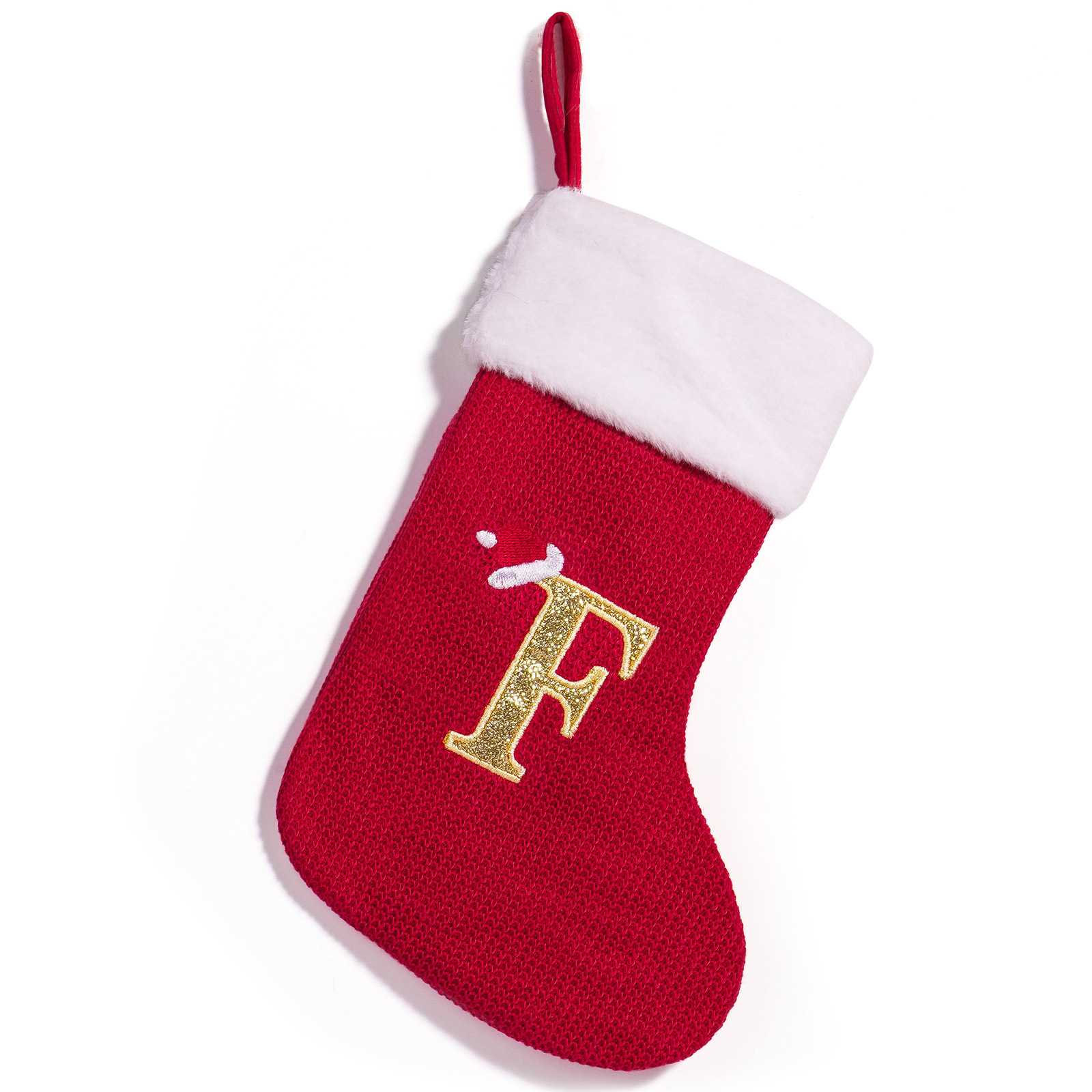 Cross-border nuevo estilo de Navidad rojo 26 letras calcetines de punto de alta calidad colgante de Navidad bordado dulces bolsas de decoración