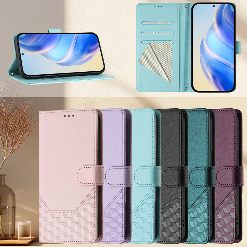 Suitable for Oppo A80 Honeycomb Embossed Mobile Phone Leather Case Reno 12 Pro Flip Card Case Anti-Theft Brush Suitable for Oppo A80 Honeycomb Embossed Mobile Phone Leather Case Reno 12 Pro Flip Card Case Anti-Theft Brush