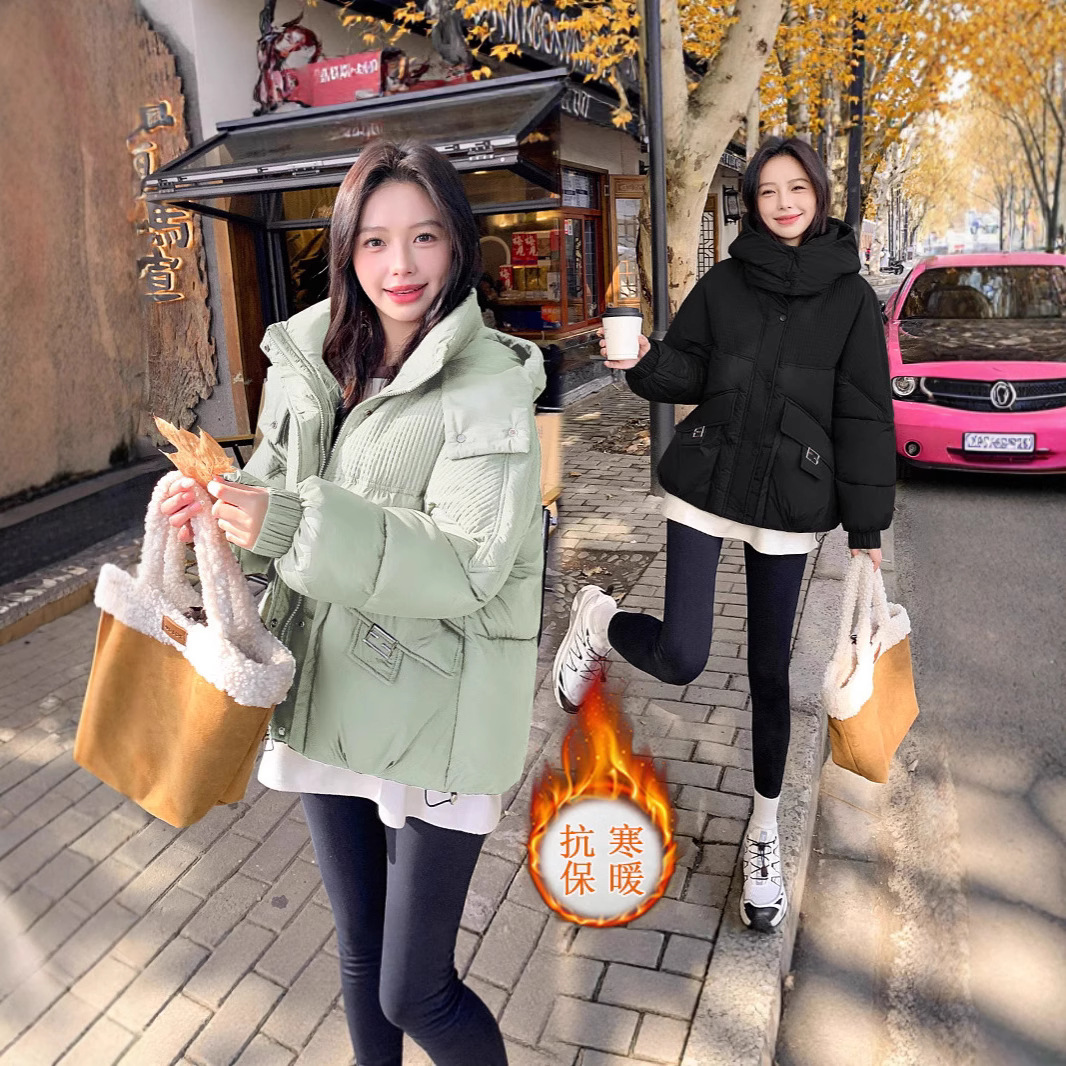 2025 nueva ropa de algodón de invierno corto coreano chaqueta suelta de moda pequeña chaqueta de algodón gruesa image 3