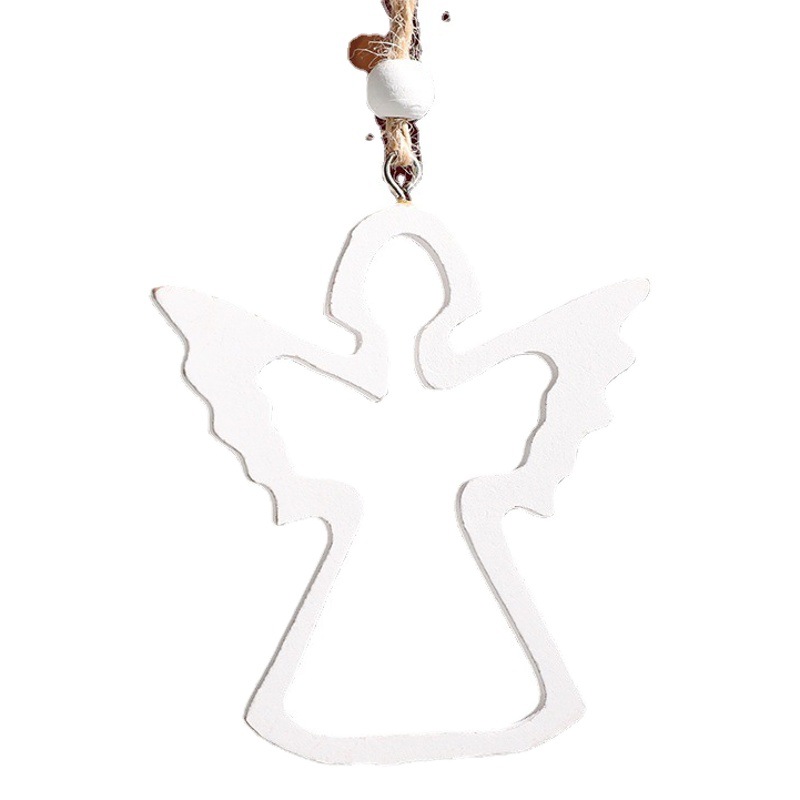 Decoraciones de Navidad de madera de Navidad hueco árbol de Navidad de madera amor estrella de cinco puntas copo de nieve Ángel colgante regalo