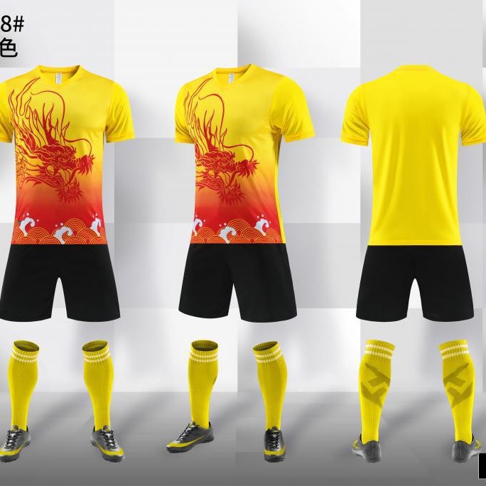 Nuevo traje de futbol, traje de entrenamiento con patrón de dragón, traje deportivo de carrera de botes dragón de manga corta, juego impreso, uniforme del equipo de carrera de botes dragón