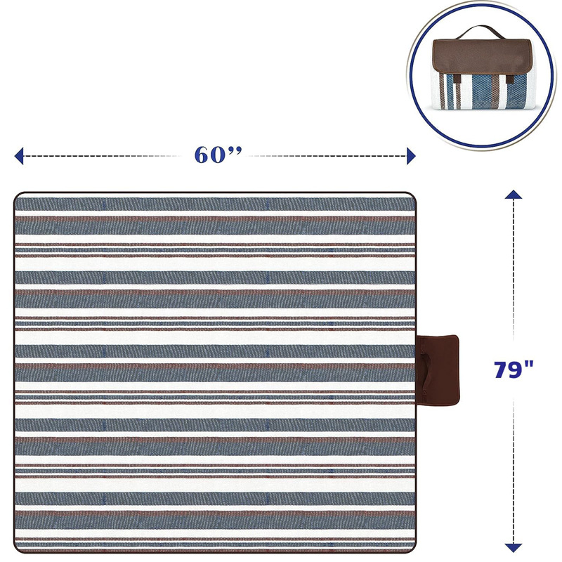 Couverture de pique-nique d'extérieur, tapis portable en acrylique avec poche zippée, couverture de voyage pliable pour le camping et la plage, logo personnalisé OEM disponible_voghion.com