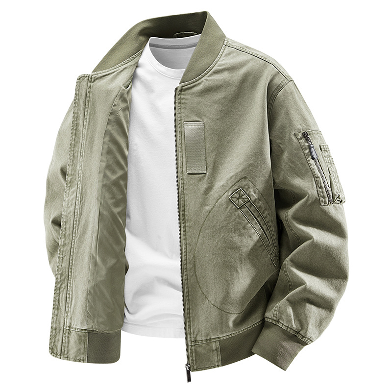 Spring 2025 new outdoor trendy unisex baseball jacket with vintage craftsmanship and round collar